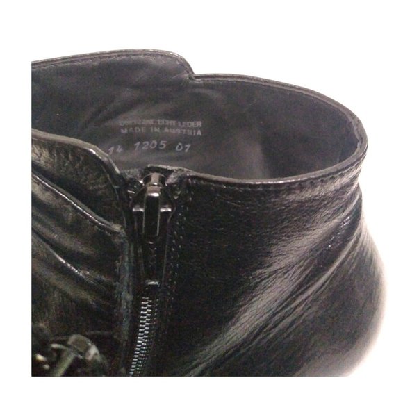 Paul Green Womens Handmade Black Leather Ankle Booties Chunky Heel US 6 UK 3.5 - Picture 9 of 12